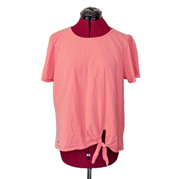 Nautica Knit Top Sugar Coral Womens Size XL Side Tie Logo Keyhole Back - Picture 1 of 6